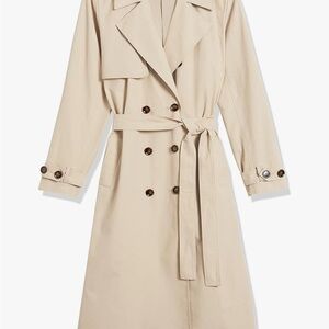 Elegant Beige Double-Breasted Trench Coat